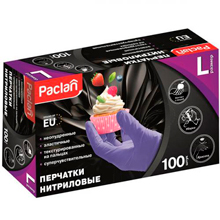Перчатки нитриловые Paclan фиолетовые, размер L, 100 шт