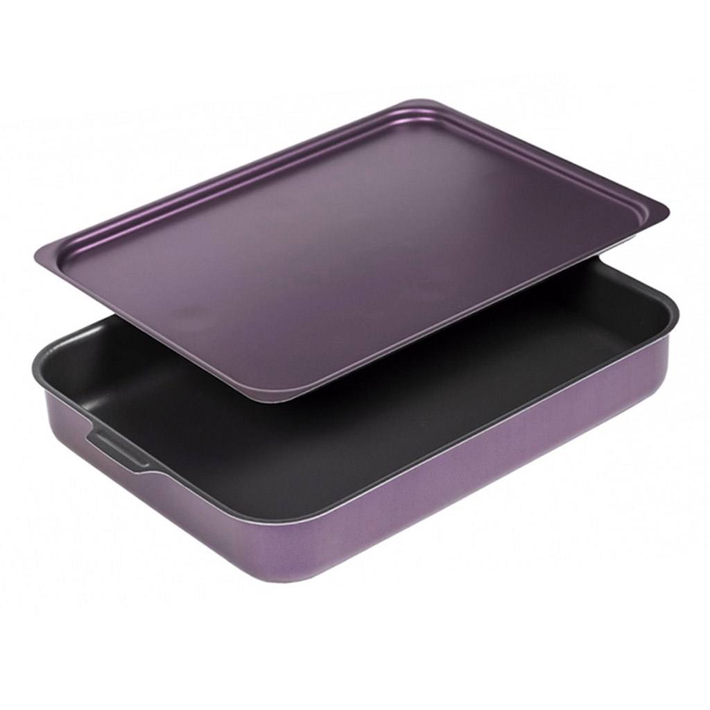 Противень с антипригарным покрытием 27х35х6,3см, s0,9мм, металлическая крышка