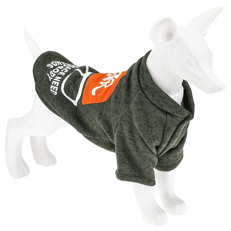 Одежда для собаки Pet toys "Толстовка" "Star" с принтом, на кнопках р-р XL, длина спинки 38см/обхват груди 42см/обхват шеи 30см, цвет-хаки, полиэстер/флис (Китай)