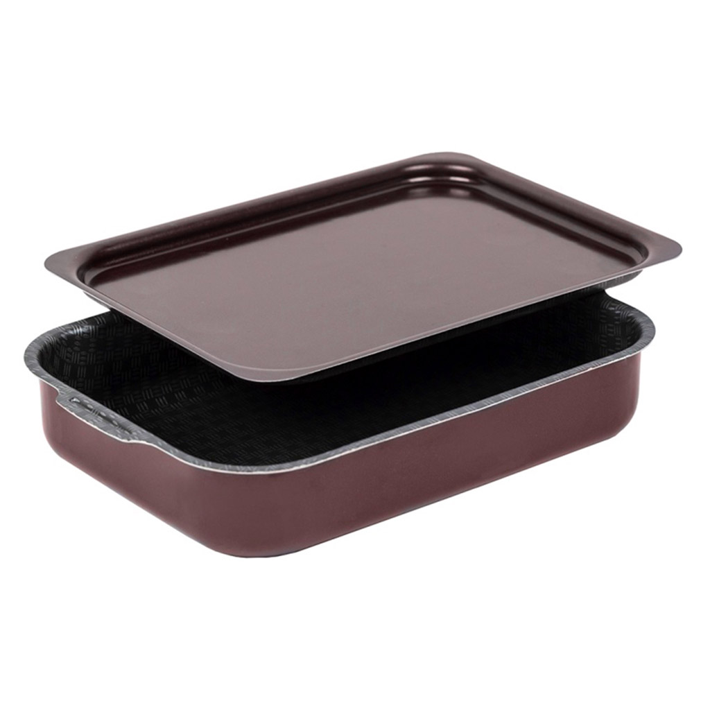 Противень с антипригарным покрытием 35х27см "Кружево", h6,3см, s0,09см, алюминиевая крышка