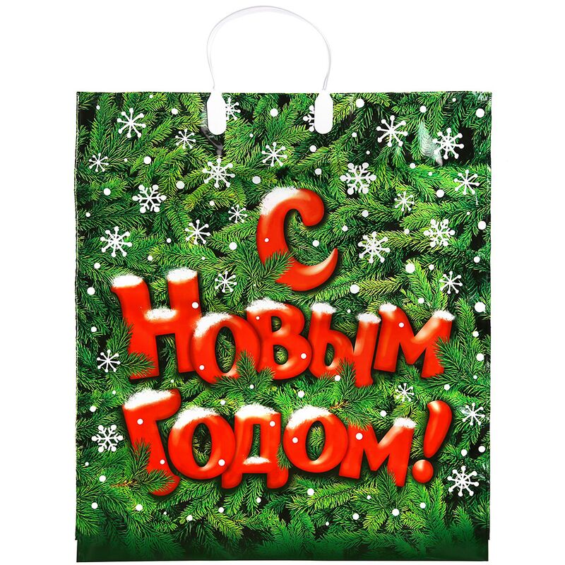 Пакет подарочный ПВД с пластиковой ручкой 40х44см "Поздравление", 100 мкм, ламинированный (Россия)