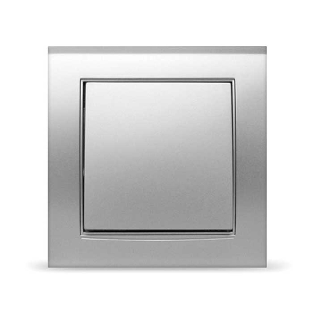 Выключатель одноклавишный "Бриллиант", скрытая установка, еврослот, 10А, 220В, серебро