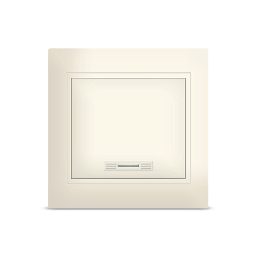 Выключатель одноклавишный "Севиль", скрытая установка, еврослот, 10А, 220В, слоновая кость, с подсветкой