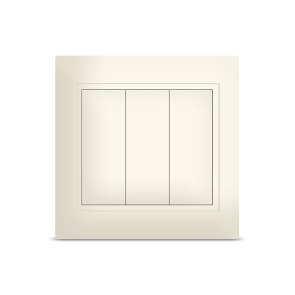 Выключатель трехклавишный "Севиль", скрытая установка, еврослот, 10А, 220В, слоновая кость