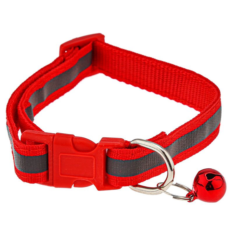 Ошейник универсальный Pet toys "Гамма" 1,5х39см, пластмассовая застежка, с бубенчиком, светоотражающая полоска, полиэстер, на картоне, цвета микс (Китай)