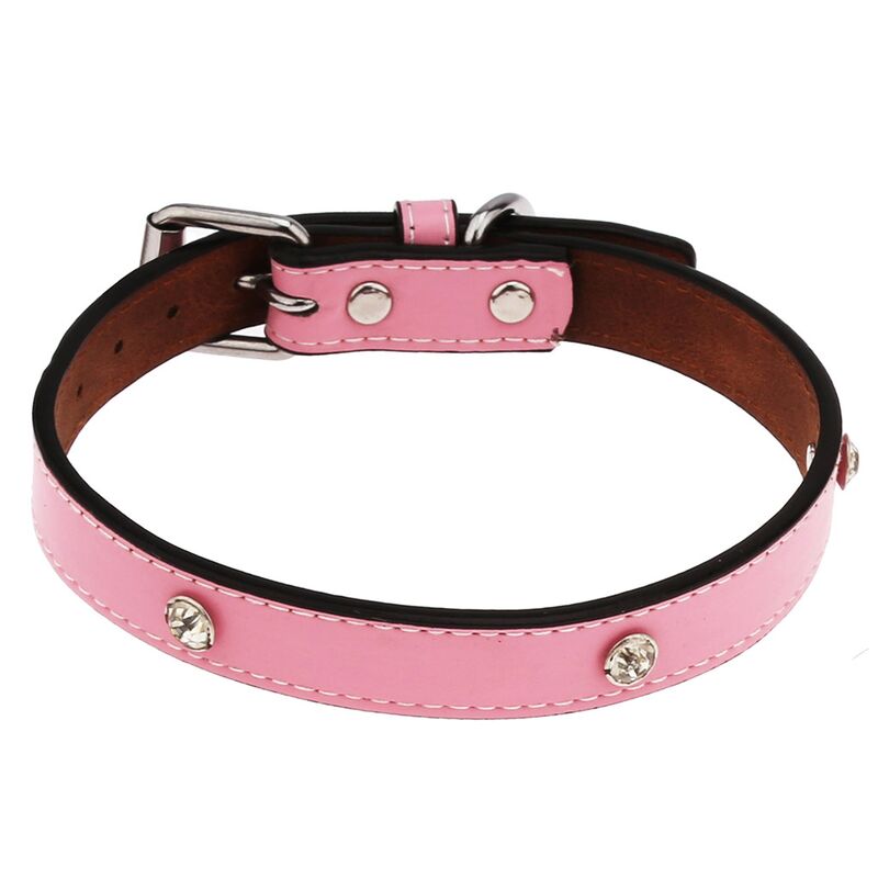 Ошейник для собаки Pet toys "Стразы" 1,9х45см, металлическая застежка, под кожу, с декором, на картоне, цвета в ассортименте: красный, фиолетовый, розовый, бежевый (Китай)