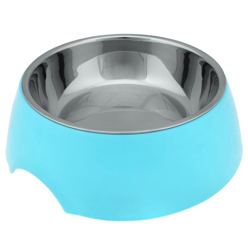 Миска для кормления животных Pet toys из нержавеющей стали "Том" 0,8л, д17,6см h4,6см, пластмассовая подставка 20,8х21,7см h6,7см, прорезиненные ножки, цвета в ассортименте: розовый, салатовый, бирюзовый (Китай)