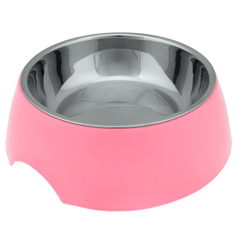 Миска для кормления животных Pet toys из нержавеющей стали "Том" 0,2л, д10,8см h3,1см, пластмассовая подставка 13х13,8см h3,9см, прорезиненные ножки, цвета в ассортименте: розовый, салатовый, бирюзовый (Китай)
