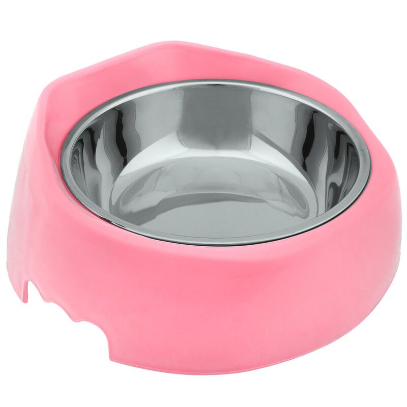 Миска для кормления животных Pet toys из нержавеющей стали "Сема" 0,2л, д10,8см h3,1см, пластмассовая подставка 15х15,3см h3,8-6,5см, прорезиненные ножки, цвета в ассортименте: розовый, салатовый, бирюзовый (Китай)