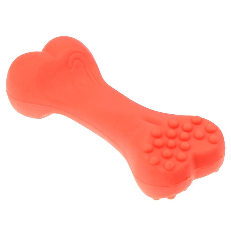 Игрушка для собаки "Косточка" 12,5х4,8см h3,5см, резиновая, на картоне, цвета в ассортименте: синий, зеленый, коралловый (Китай) "Пэт тойс (Pet toys)"