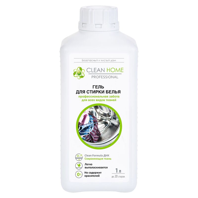 Гель для стирки белья 1л, универсальный, 9х7,1х21,3см, "Clean Home"