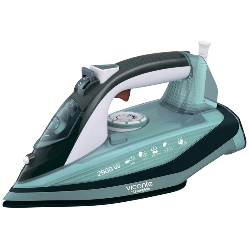 Утюг "Viconte" 2900W, керамическая подошва, вертикальная подача пара, паровой удар до 140 г/мин, сухое глажение, терморегулятор, функция самоочистки, возможность регулировки степени отпаривания, мощный разбрызгиватель, индикатор нагрева утюга, резервуар для воды – 200мл, стаканчик для наполнения водой, подарочная упаковка (Китай)