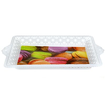 Поднос "Домашняя мода"  23,5х35,5х3,5см, с ручками, фотопечать, пластм., цвета микс