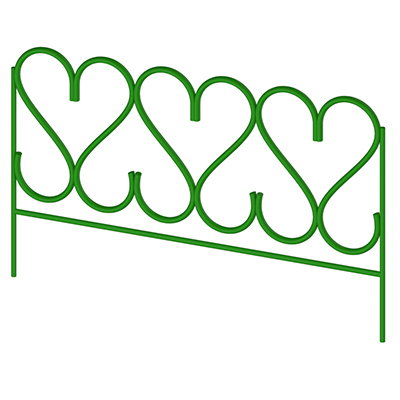 Заборчик-ограждение металлический "Изящный" 54х68см, труба д1см, 5 секций 3,4м, окрашенный (Россия)
