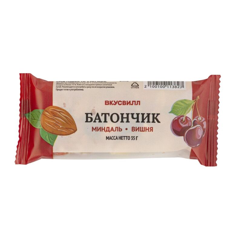 Батончик Вкусвилл миндаль-вишня, 35г