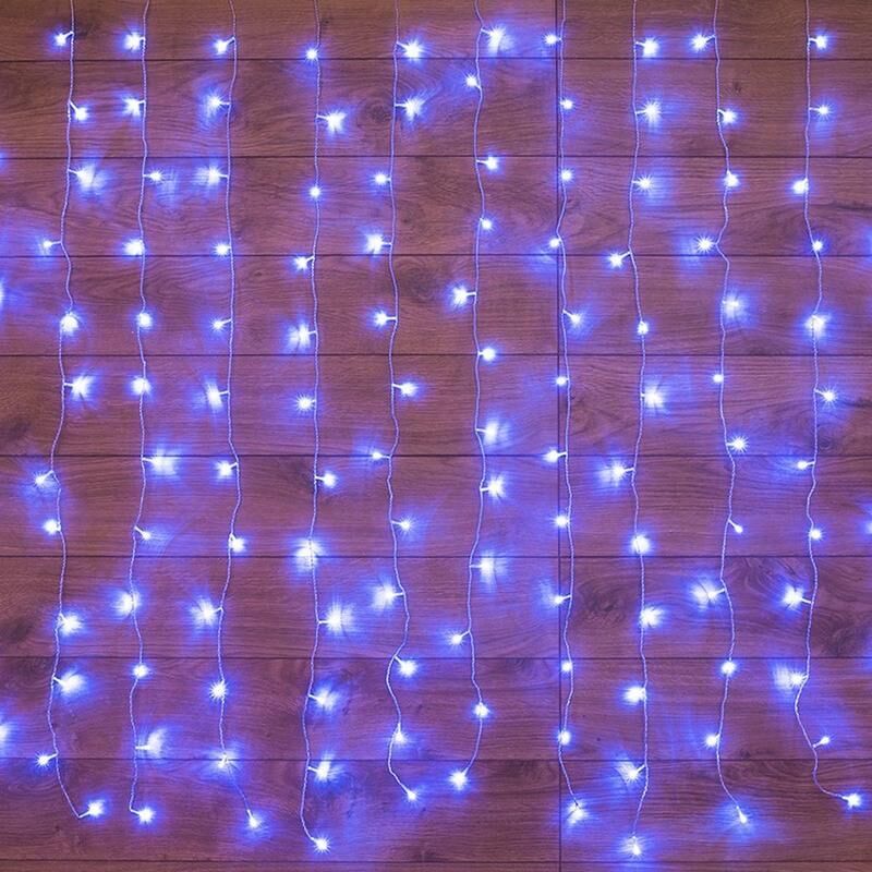 Гирлянда светодиодная Занавес 1,5x1 м, 96 LED, мерцание, Синий,  235-023