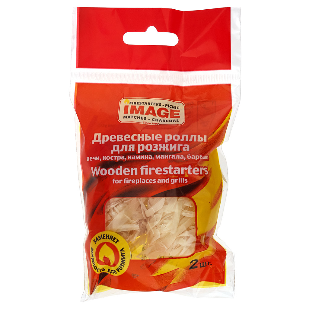 Роллы для розжига 2шт, 7,5х0,3х12см, древесина, парафин, Image (Россия)