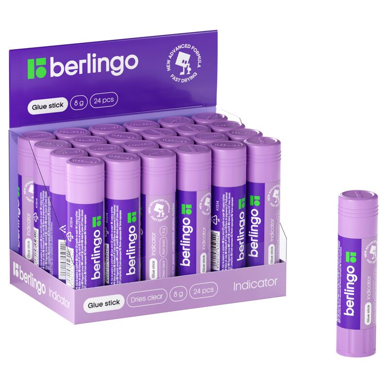 Клей-карандаш Berlingo Indicator, 08г, с цветным индикатором