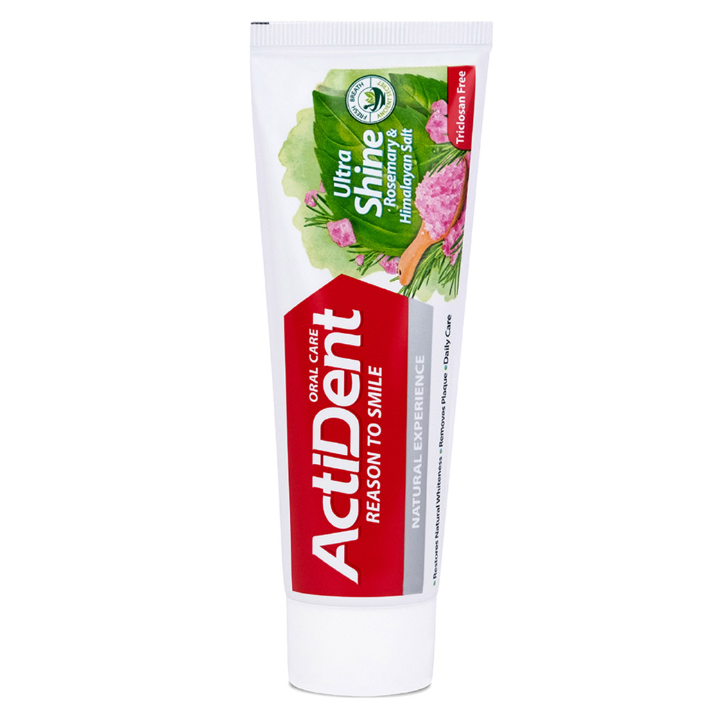 Зубная паста "Active" 100г, 5х4х17см, "Розмарин и Гималайская соль" Ultra Shine, без парабенов