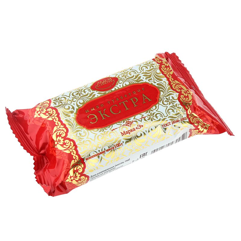 Мыло туалетное Э 100гр, экстра, ГОСТ 28546-2002, в обертке (Россия)