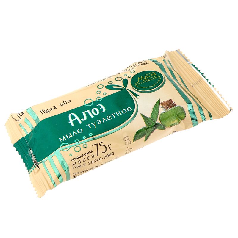 Мыло туалетное 75гр, алоэ, ГОСТ 28546-2002 (Россия)