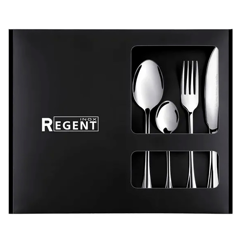 Набор столовых приборов "Callisto" 24 предмета: вилка столовая - 6шт, ложка столовая - 6шт, ложка чайная - 6шт, нож столовый - 6шт, нержавеющая сталь, в коробке, "Regent" (Россия)