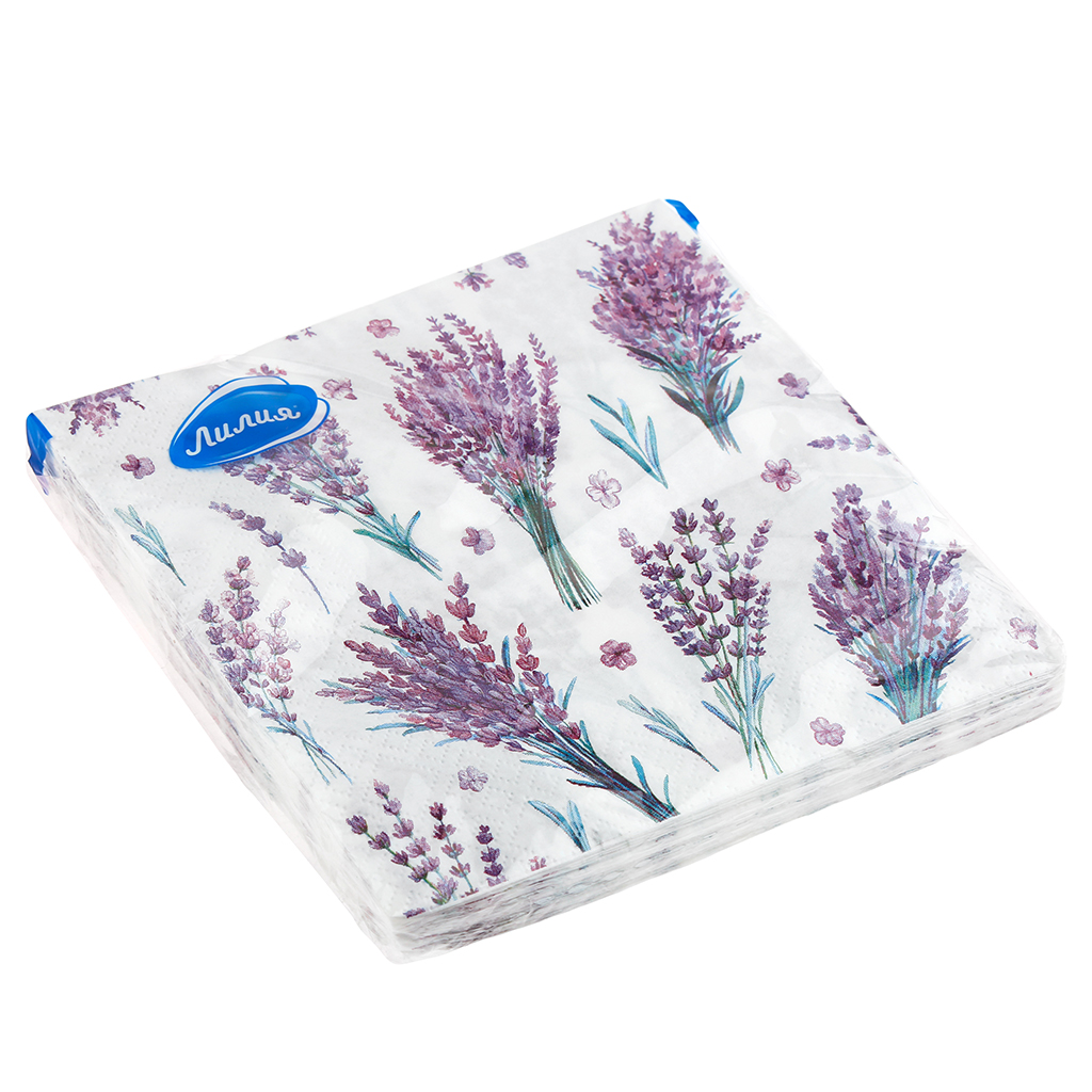 Салфетки бумажные 33х33см "Лилия", 2-х слойные, 20 штук в упаковке, Ароматный букет