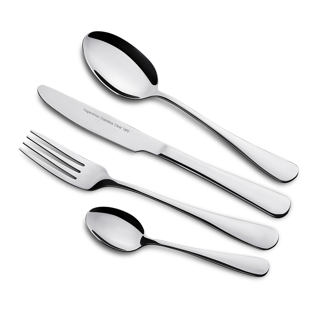 Набор столовых приборов "Olimpo" 24 предмета: вилка столовая - 6шт, ложка столовая - 6шт, ложка чайная - 6шт, нож столовый - 6шт, нержавеющая сталь, в коробке, "Regent" (Россия)