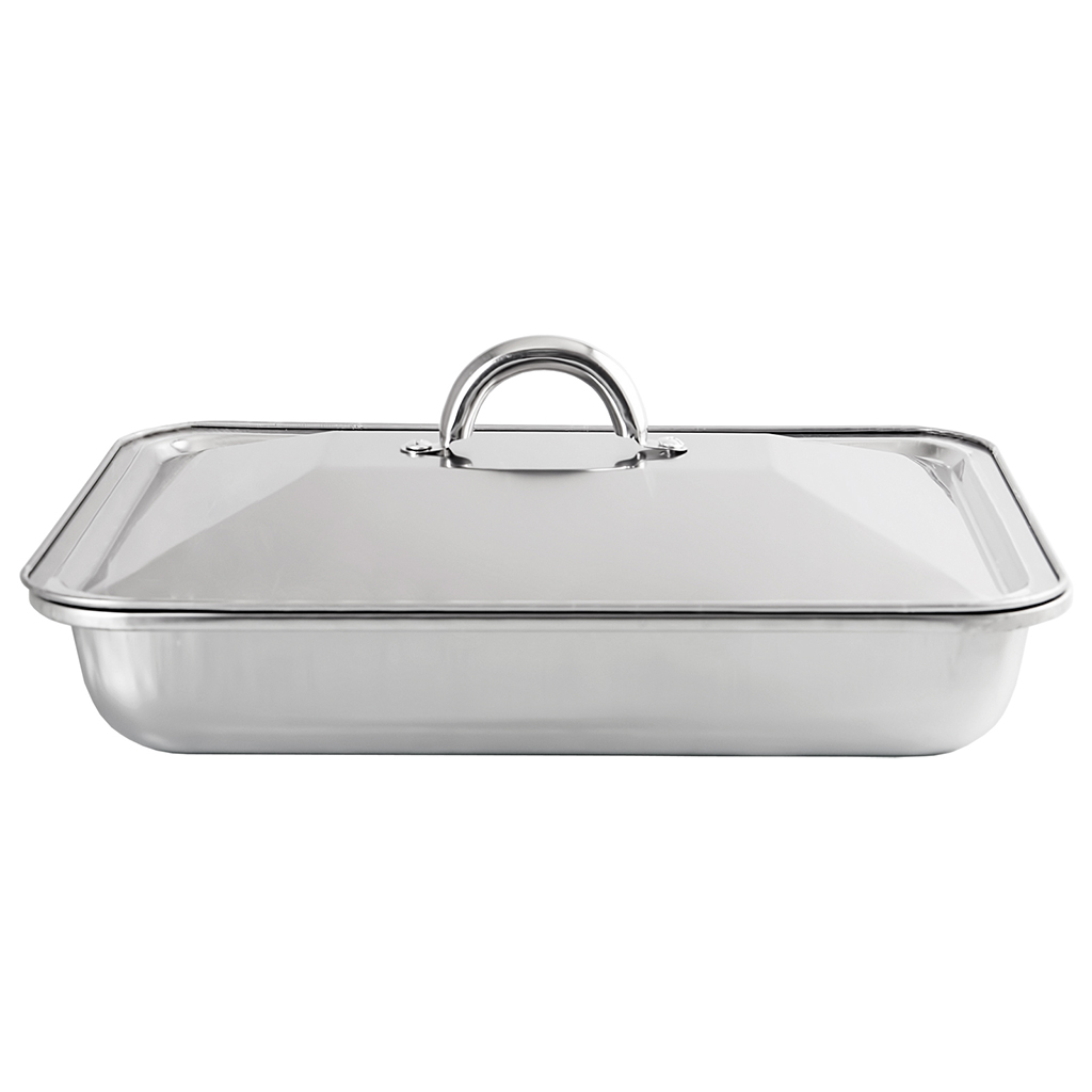 Противень из нержавеющей стали 40х30х7см, с крышкой, прямоугольный