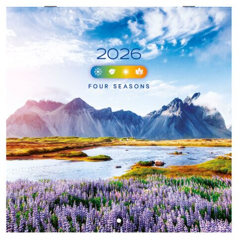 Календарь настенный перекидной 2026 г., BRAUBERG, 12 листов, 28,5х28,5 см, "Времена года"