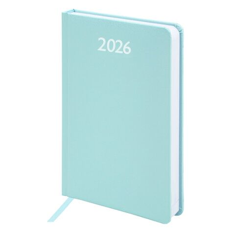 Ежедневник датированный 2026, А5, 138x213 мм, BRAUBERG "Profile", балакрон, мятный