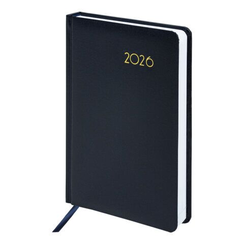 Ежедневник датированный 2026, А5, 138x213 мм, BRAUBERG "Select", балакрон, темно-синий