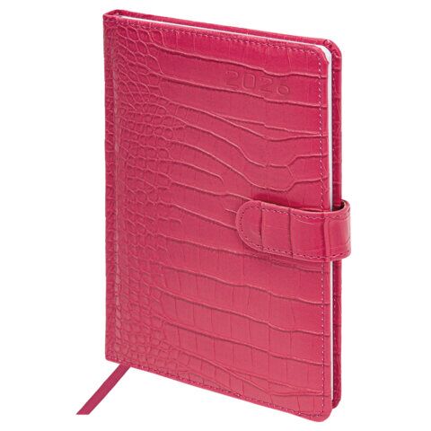 Еженедельник датированный 2026 А5 145х215 мм, BRAUBERG "Party", под кожу, розовый