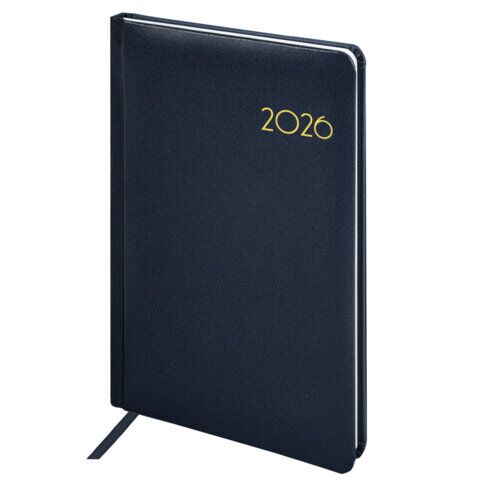 Еженедельник датированный 2026, А5, 145х215 мм, BRAUBERG "Select", балакрон, темно-синий