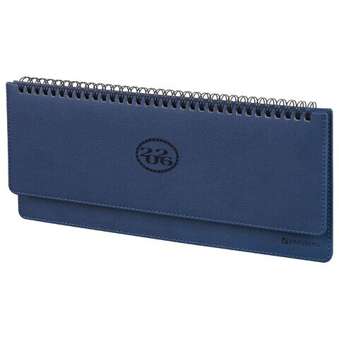 Планинг датированный 2026 305х140 мм BRAUBERG "Favorite", под кожу, темно-синий