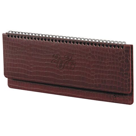 Планинг датированный 2026 305х140 мм BRAUBERG "Comodo", под кожу, темно-коричневый