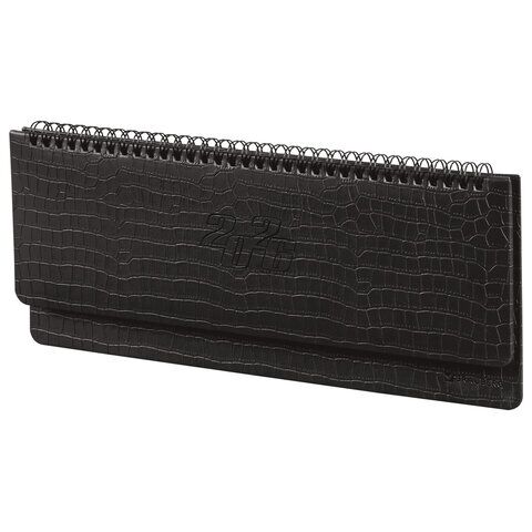 Планинг датированный 2026 305х140 мм BRAUBERG "Comodo", под кожу, черный