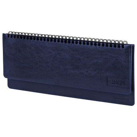 Планинг датированный 2026 305х140 мм BRAUBERG "Imperial", под кожу, синий