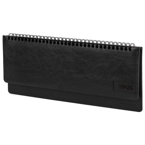 Планинг датированный 2026 305х140 мм BRAUBERG "Imperial", под кожу, черный