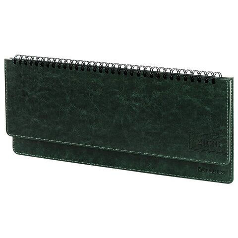 Планинг датированный 2026 305х140 мм BRAUBERG "Imperial", под кожу, зеленый