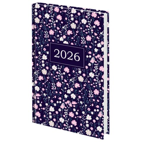 Ежедневник датированный 2026 145х215 мм, А5, STAFF, ламинированная обложка, "Flowers"