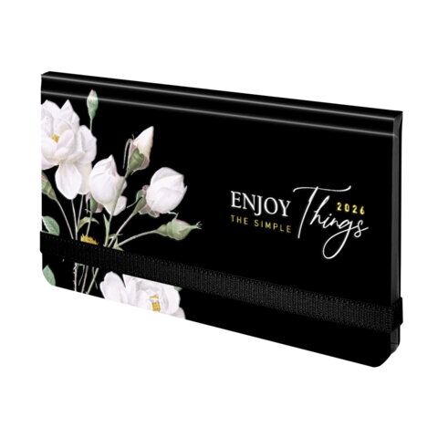 Еженедельник датированный 2026 с резинкой 171х93 мм, BRAUBERG, твердый, УФ-ЛАК, 64 л., "Розы"