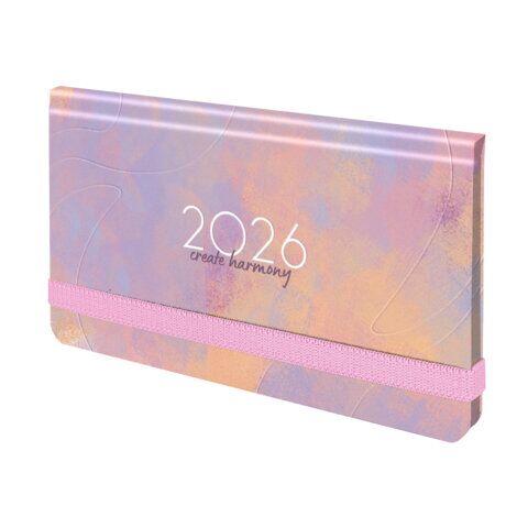 Еженедельник датированный 2026 с резинкой 171х93 мм, BRAUBERG, твердый, УФ-ЛАК, 64 л., "Пастель"