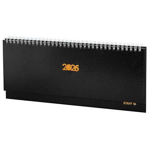 Планинг датированный 2026 300х130 мм, STAFF, гребень, обложка бумвинил, 64 л., черный