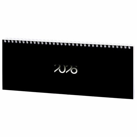 Планинг датированный 2026 285х112 мм, STAFF, гребень, картонная обложка, 64 л., "Black style"