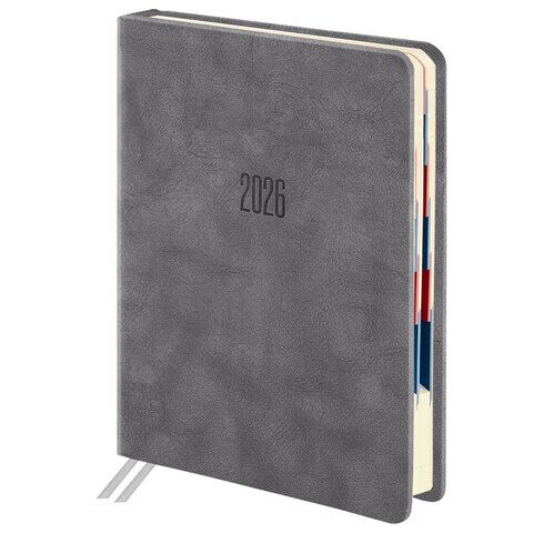 Ежедневник датированный 2026 B6 125х173 мм, GALANT "Vivid", под кожу, серый