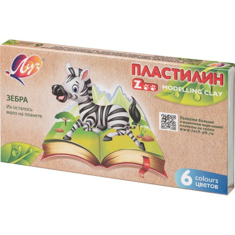 Пластилин классический Луч Zoo 6 цв 90 г, 30С 1810-08