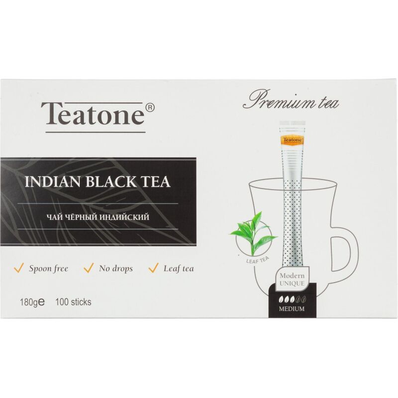 Чай черный индийский TEATONE в металл.стике, 100шт/уп. 1246