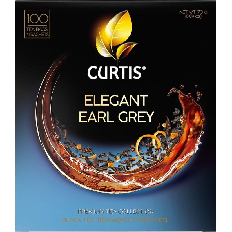 Чай Curtis черный Elegant Earl Grey,ароматизированный,мелкий лист, 100шт/уп