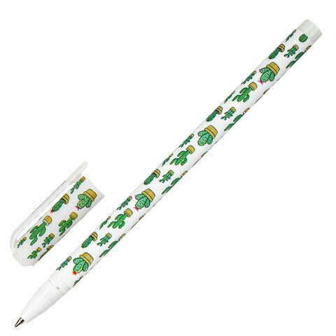 Ручка шариковая BRAUBERG SOFT TOUCH STICK CACTUS, СИНЯЯ, мягкое покрытие, узел 0,7 мм, 143707